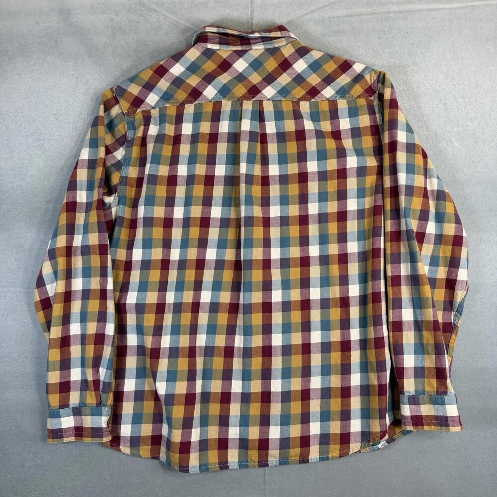 Carbon 2 Cobalt Flannel Shirt Mens Large Plaid Button Up Pocket Heavyweight - Picture 3 of 6